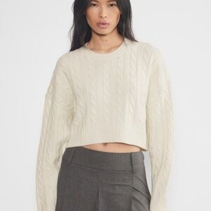 Aritzia Sunday Best Peggy Cropped Cable-knit Sweater.  Size Medium